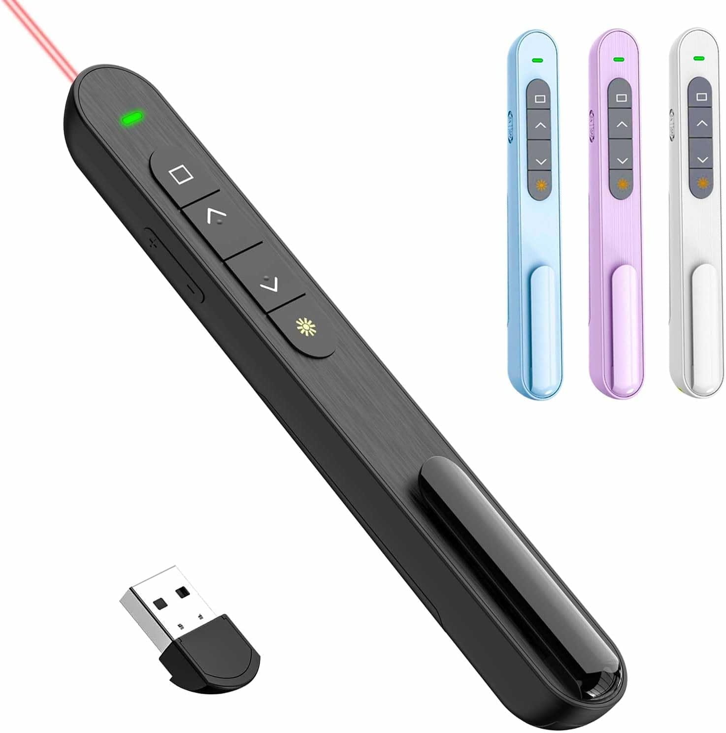 QUI Presentation Clicker, Hyperlink Volume Control Wireless Presenter, PPT PowerPoint Clicker, RF 2.4GHz USB Presentation Remote Control PowerPoint Slide Advancer for Keynote/PPT/Mac/PC