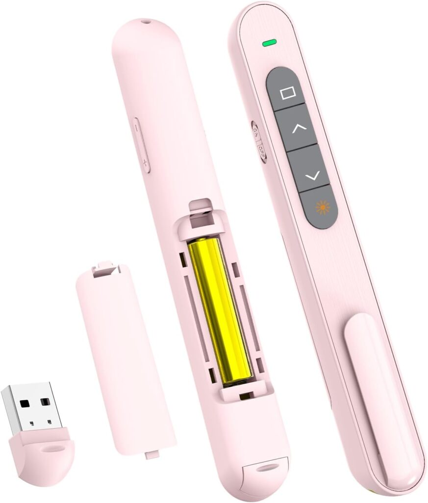 QUI Presentation Clicker, Hyperlink Volume Control Wireless Presenter, PPT PowerPoint Clicker, RF 2.4GHz USB Presentation Remote Control PowerPoint Slide Advancer for Keynote/PPT/Mac/PC