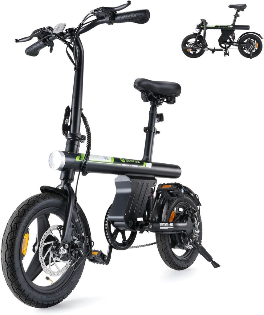 isinwheel U1 Electric Bike for Adults 500W Motor, 20 mph Folding Ebike, 14″/16″/20″ Adults Electric Bicycles with Smart Uphill, 280.8Wh Battery, 25 Miles PAS Range, Mini E Bikes for Adults and Teens