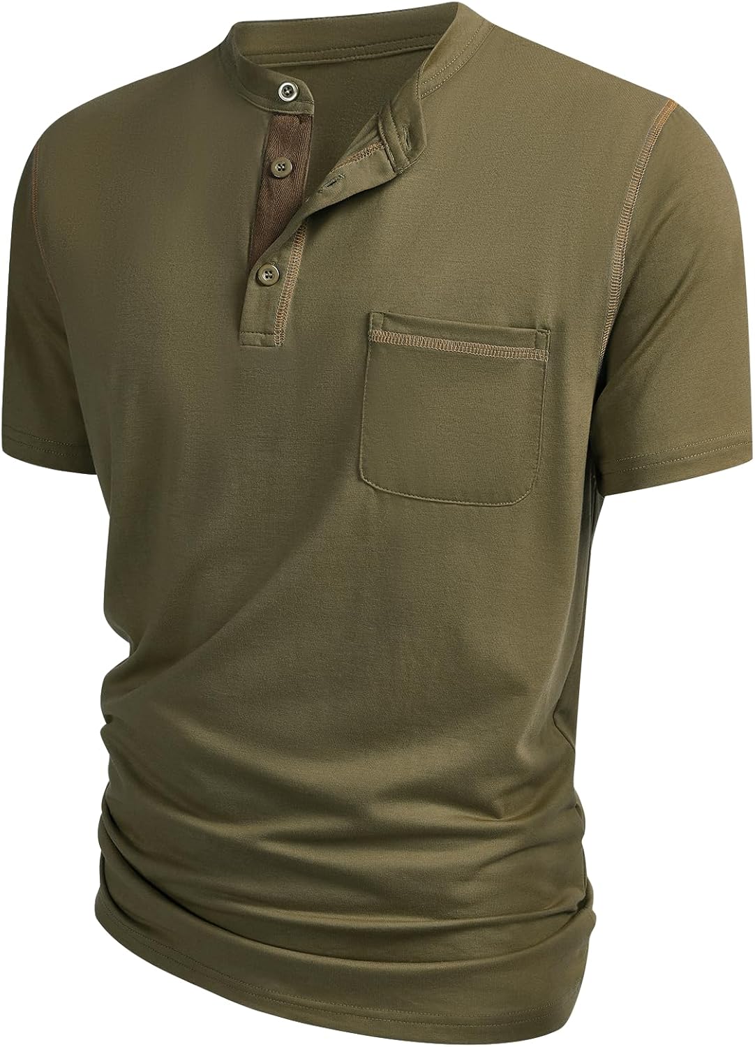 Hardaddy Men’s Short Sleeve Henley Shirts Casual Summer Lightweight Button Henley Solid T-Shirt Tops