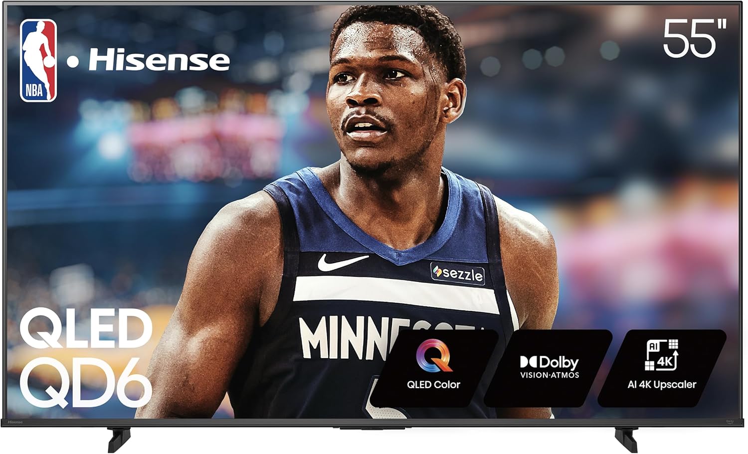 Hisense 55-Inch Class QD6 Series QLED 4K UHD Smart Fire TV (55QD6QF, 2025 Model) – QLED, Dolby Vision, Dolby Atmos, Motion Rate 120, HDR 10+, Game Mode Plus, Alexa Built in