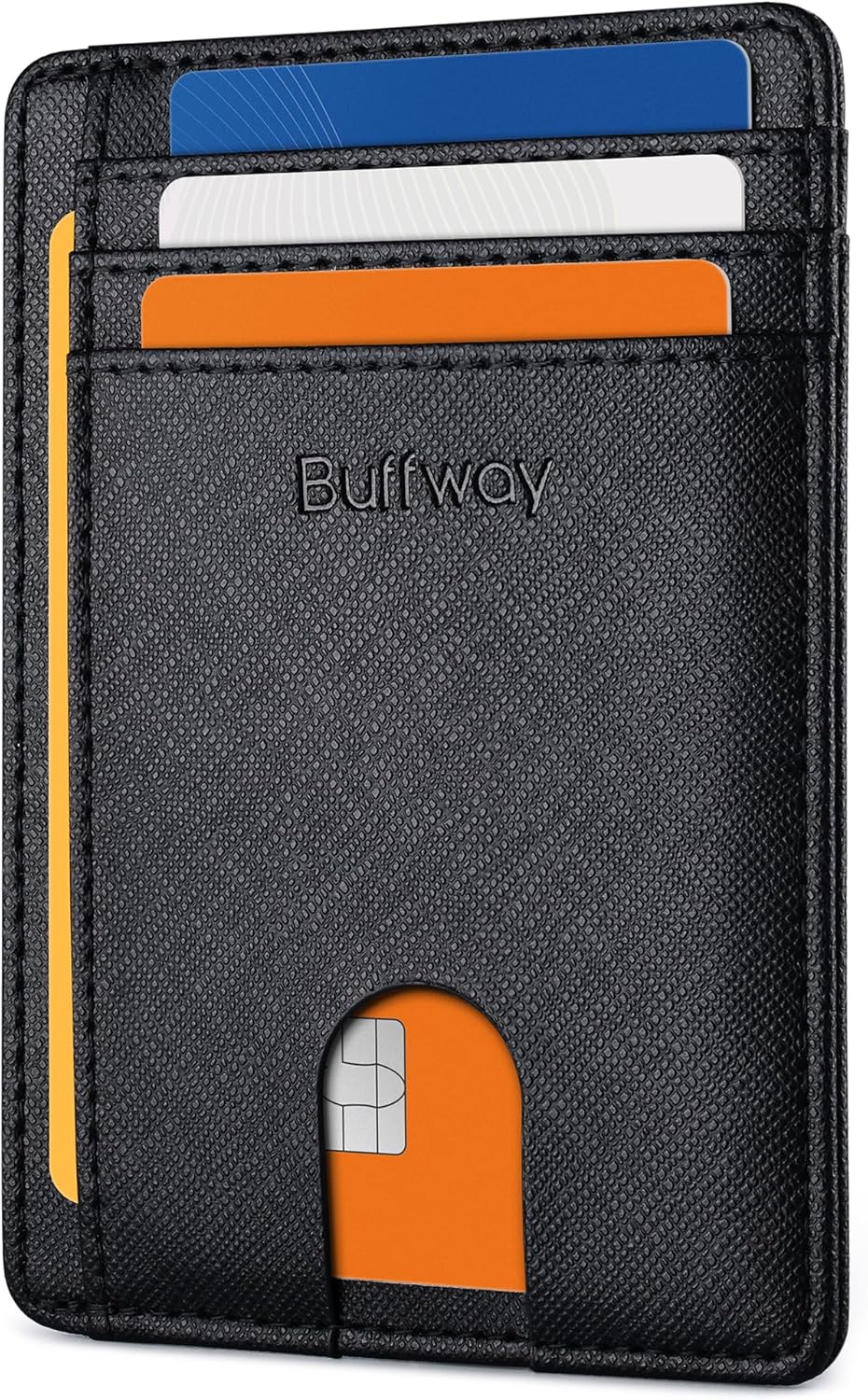 Buffway Slim Minimalist Front Pocket RFID Blocking Leather Wallets for Men and Women