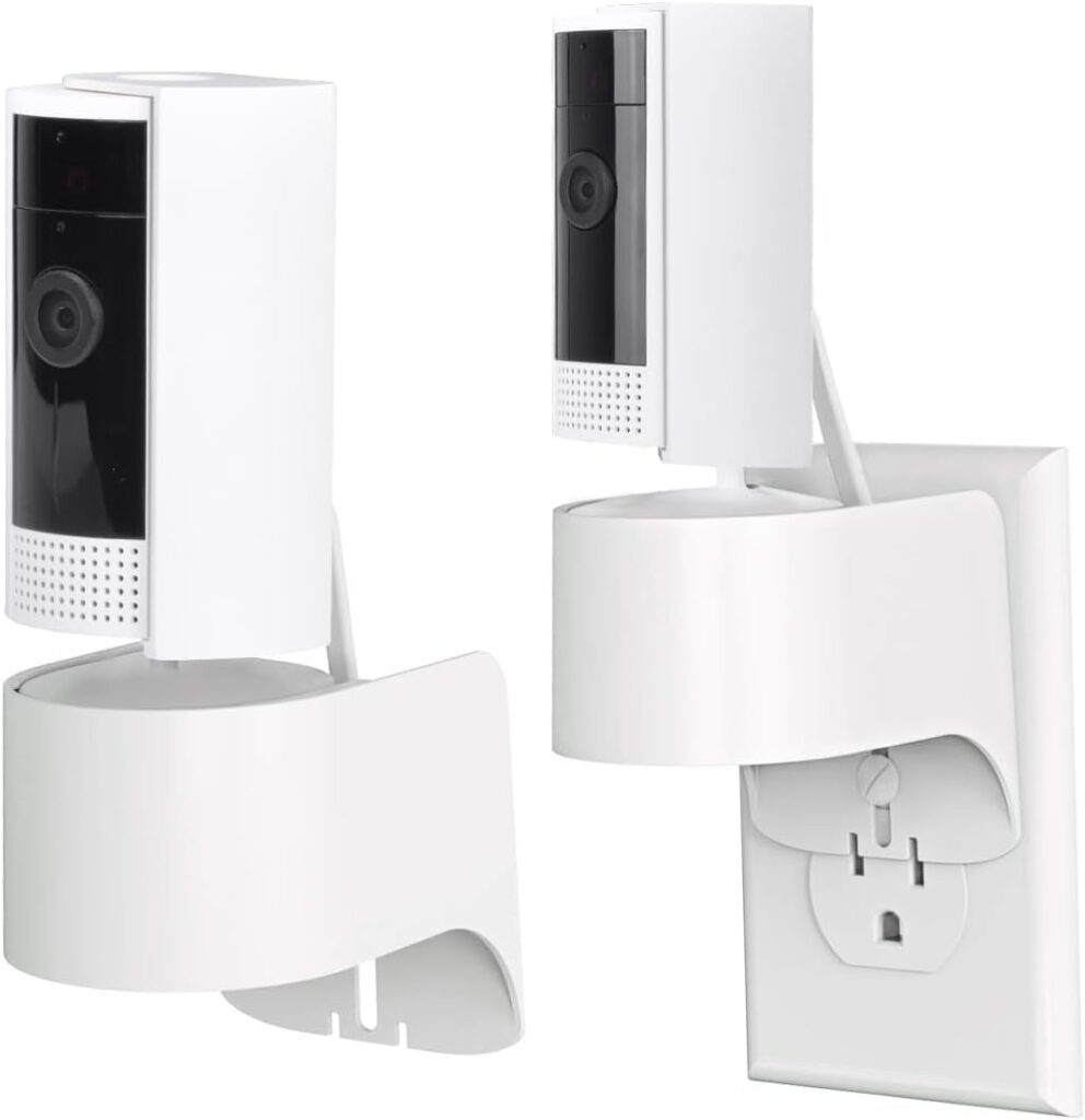 Outlet Mount for Ring Indoor Cam (2nd Gen and 1st Gen), 2 Pack Plug-in Wall Mount Stand with Power Plug, 360 Degree Swivel and Space Saving Design (Ring Camera are Not Included)