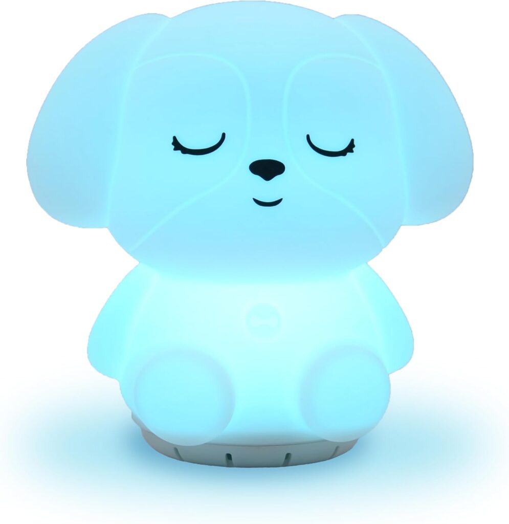 Mindfulness ‘Breathing Puppy’ | 4-7-8 Guided Visual Meditation Breathing Light | 3 in 1 Device with Night Light & Noise Machine for ADHD Anxiety Stress Relief Sleep – Gift for Kids Adult Women Men