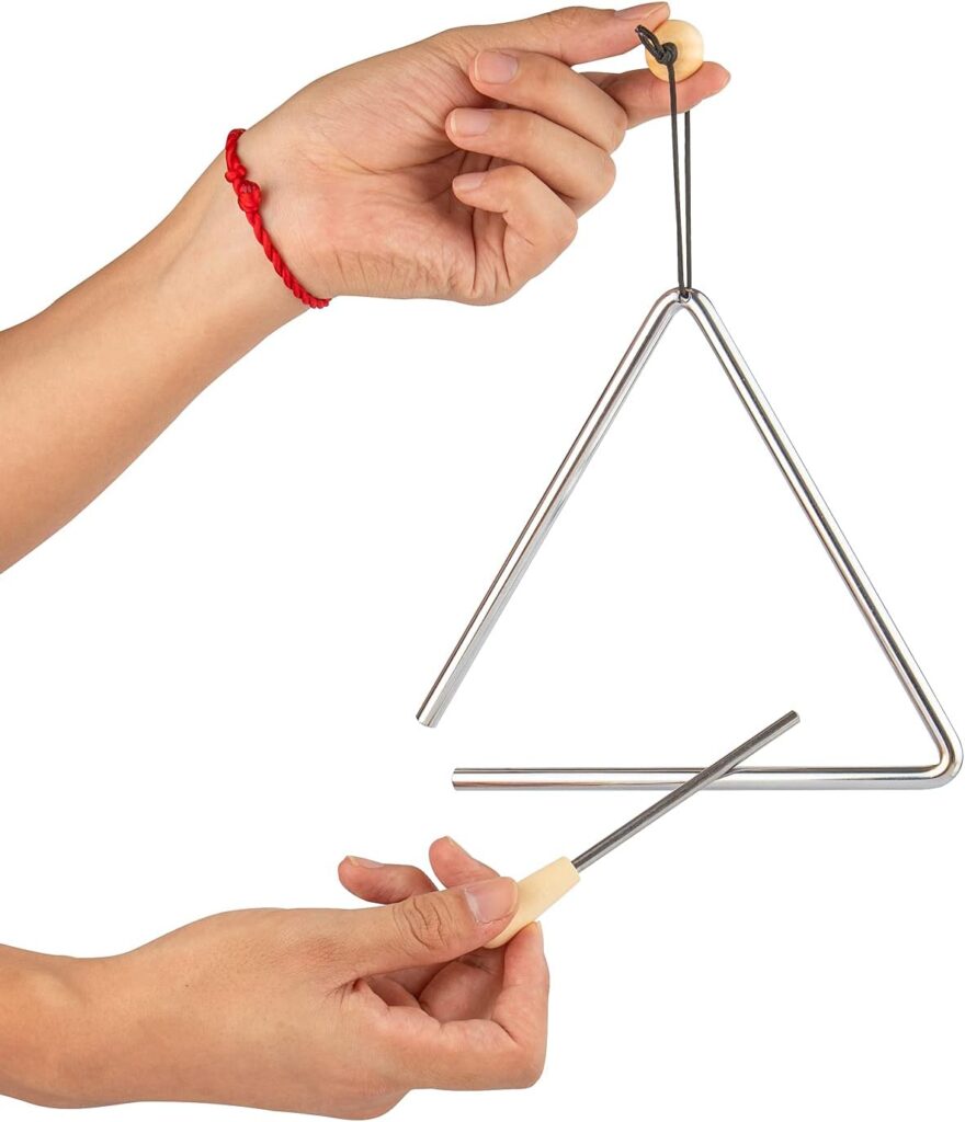 Musfunny Triangle Musical Instrument with Striker, Rhythm Steel Triangles Hand Percussion (7 inch)