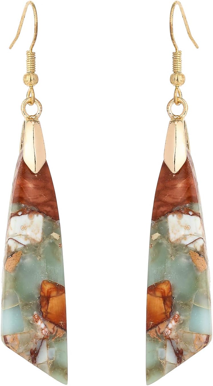 Plumiss Women Natural Stone Earrings Unique Healing Gemstone Energy Hypoallergenic Lightweight Dangle Drop Earrings Multiple Styles Earrings Jewelry for Birthday Party Gift