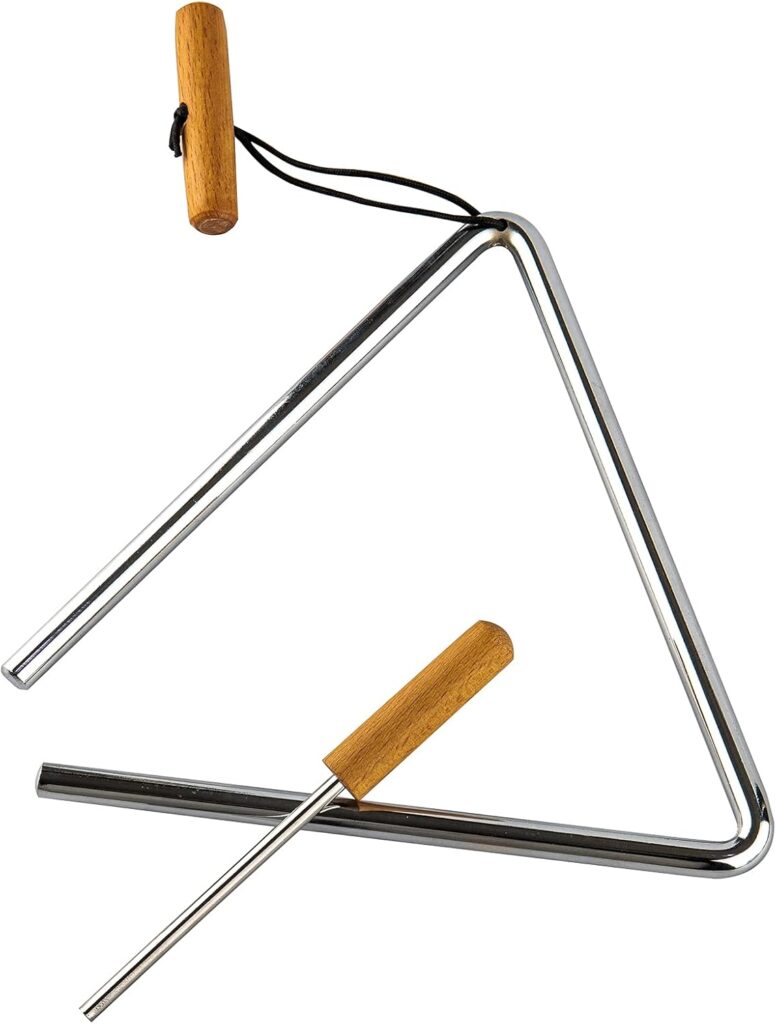 Musfunny Triangle Hand Percussion with Striker, Rhythm Steel Triangles Musical Instrument (8 inch) Musfunny Triangle Hand Percussion with Striker, Rhythm Steel Triangles Musical Instrument (8 inch)