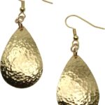 Small Hammered Nu Gold Brass Tear Drop Earrings By John S Brana Handmade Jewelry Durable Brass Earrings