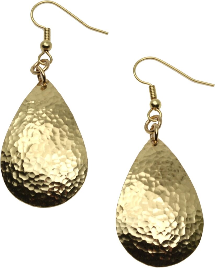 Small Hammered Nu Gold Brass Tear Drop Earrings By John S Brana Handmade Jewelry Durable Brass Earrings