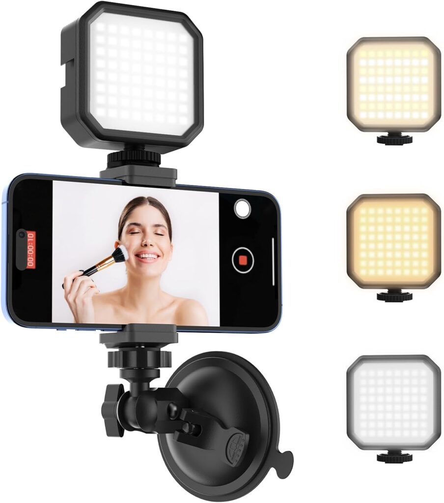 Suction Cup Phone Mount with Rechargeable Light, HzTinT Mirror Phone Holder with Light Shower Bathroom Kitchen, Mirror Tripod for TikTok YouTube Instagram Make Up Pics Video Content Creator Suction Cup Phone Mount with Rechargeable Light, HzTinT Mirror Phone Holder with Light Shower Bathroom Kitchen, Mirror Tripod for TikTok YouTube Instagram Make Up Pics Video Content Creator