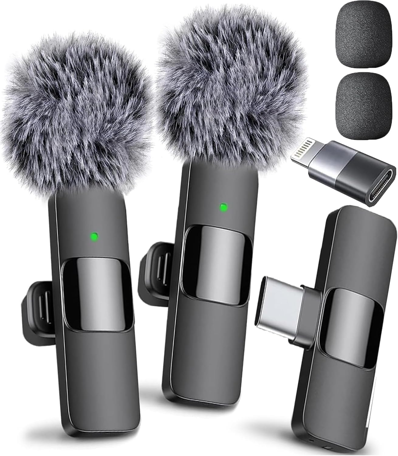 Mini Mic Pro Wireless Microphone for iPhone, iPad, Android, Lavalier Microphone for Video Recording – 2 Pack iPhone Mic Crystal Clear Recording with USB-C for Podcast, ASMR