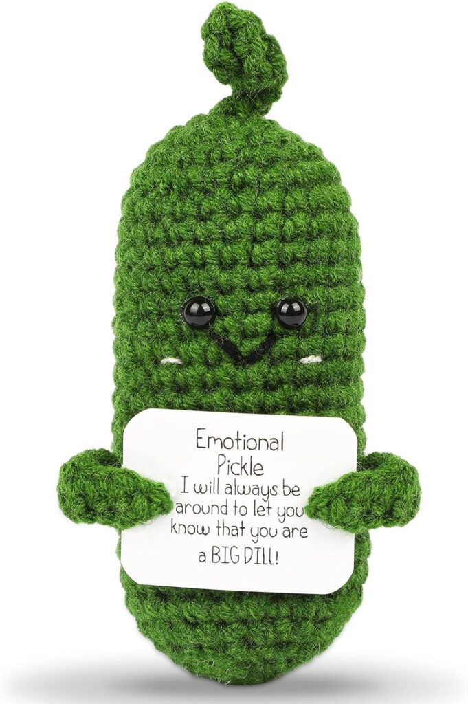 Hoedia Handmade Emotional Pickle Gift, Cucumber Crochet Doll Inspirational Gifts with Cards, Cute Knitted Funny Support Potato Friend Birthday Mothers Day Easter Basket Stuffers (Emotional Pickle) Hoedia Handmade Emotional Pickle Gift, Cucumber Crochet Doll Inspirational Gifts with Cards, Cute Knitted Funny Support Potato Friend Birthday Mothers Day Easter Basket Stuffers (Emotional Pickle)