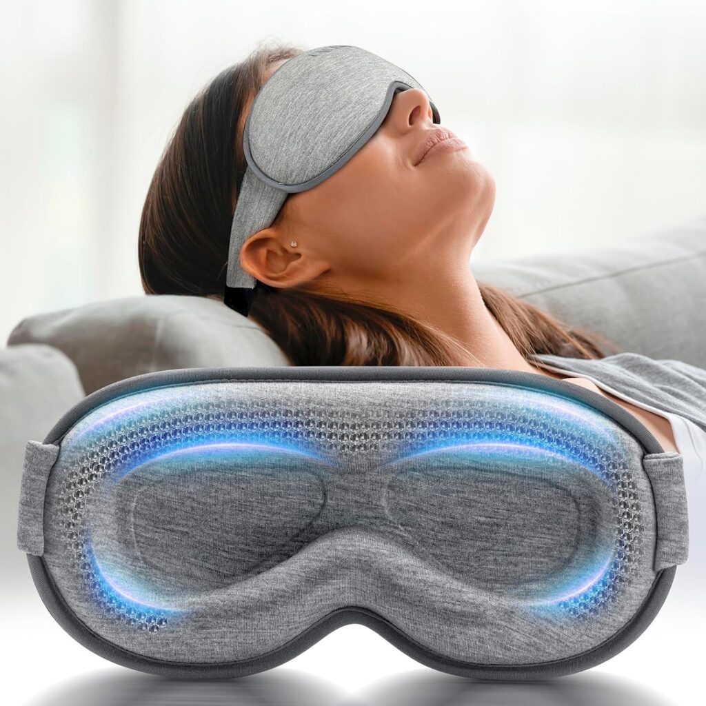 Weighted Eye Mask for Sleeping – Blackout Sleep Mask for Women Men, FACEMOON Lash Extension Eye Covers, Memory Foam, 3D Contoured, Airplane Travel Essentials, Blindfold for Meditation(Gray)