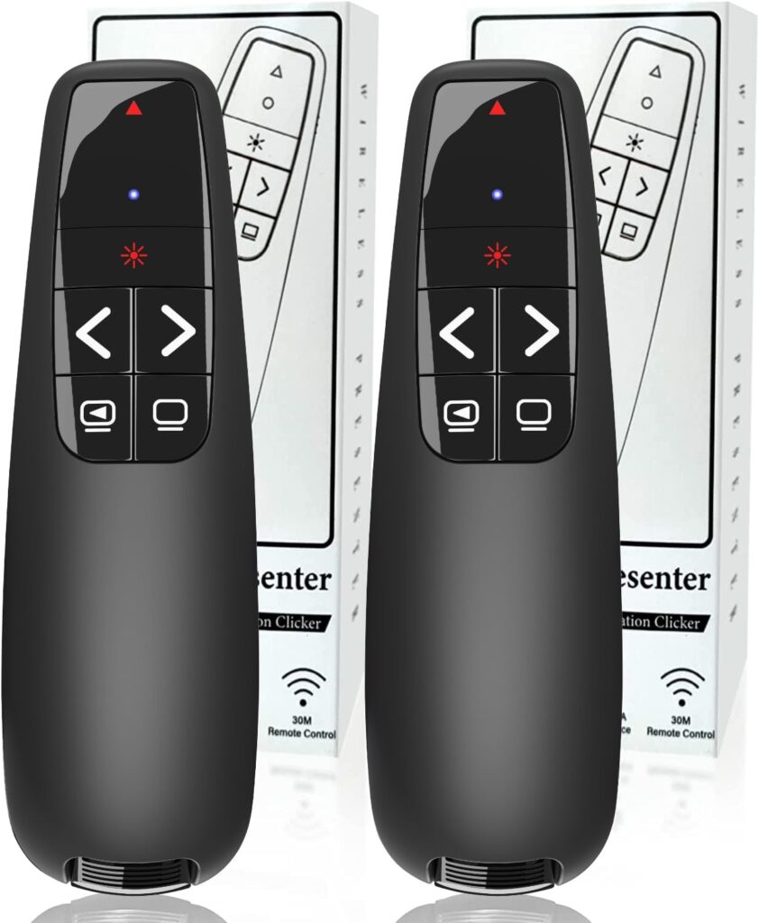 (2 Units) Wireless Presenter Remote, Clicker for Laptop PowerPoint Presentations Pointer, RF Computer Clicker for Presentations Remote, Slideshow/Smartboard/College/Classroom/PPT Clicker