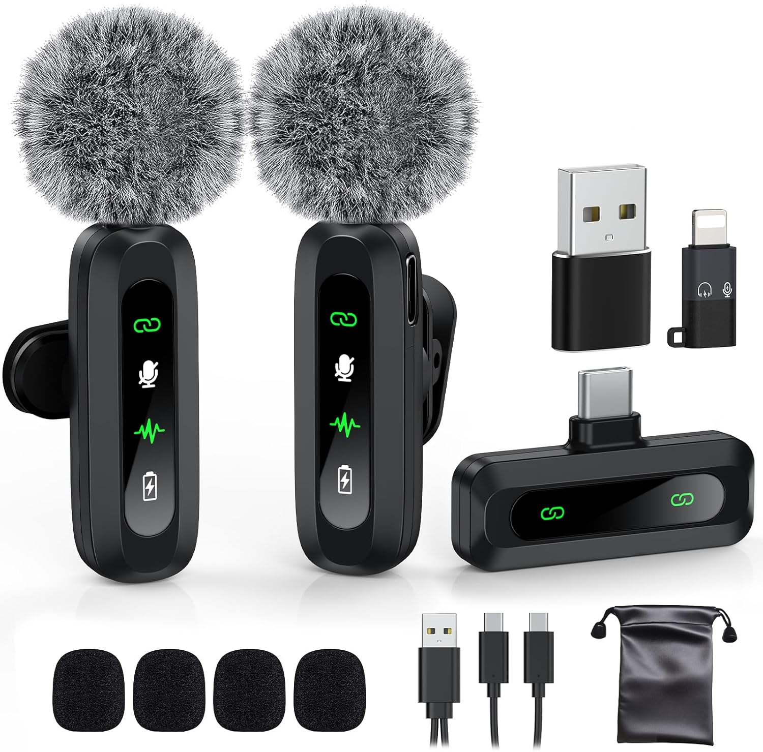 USB C Lavalier Microphone Wireless Mini Mic for Type-C Android Phone/Tablet/PC Video Recording Clip-on Mics with Rotatable Clip&Denoise Recording, Ideal for Vlog Tiktok Youtube Podcast Content Creator