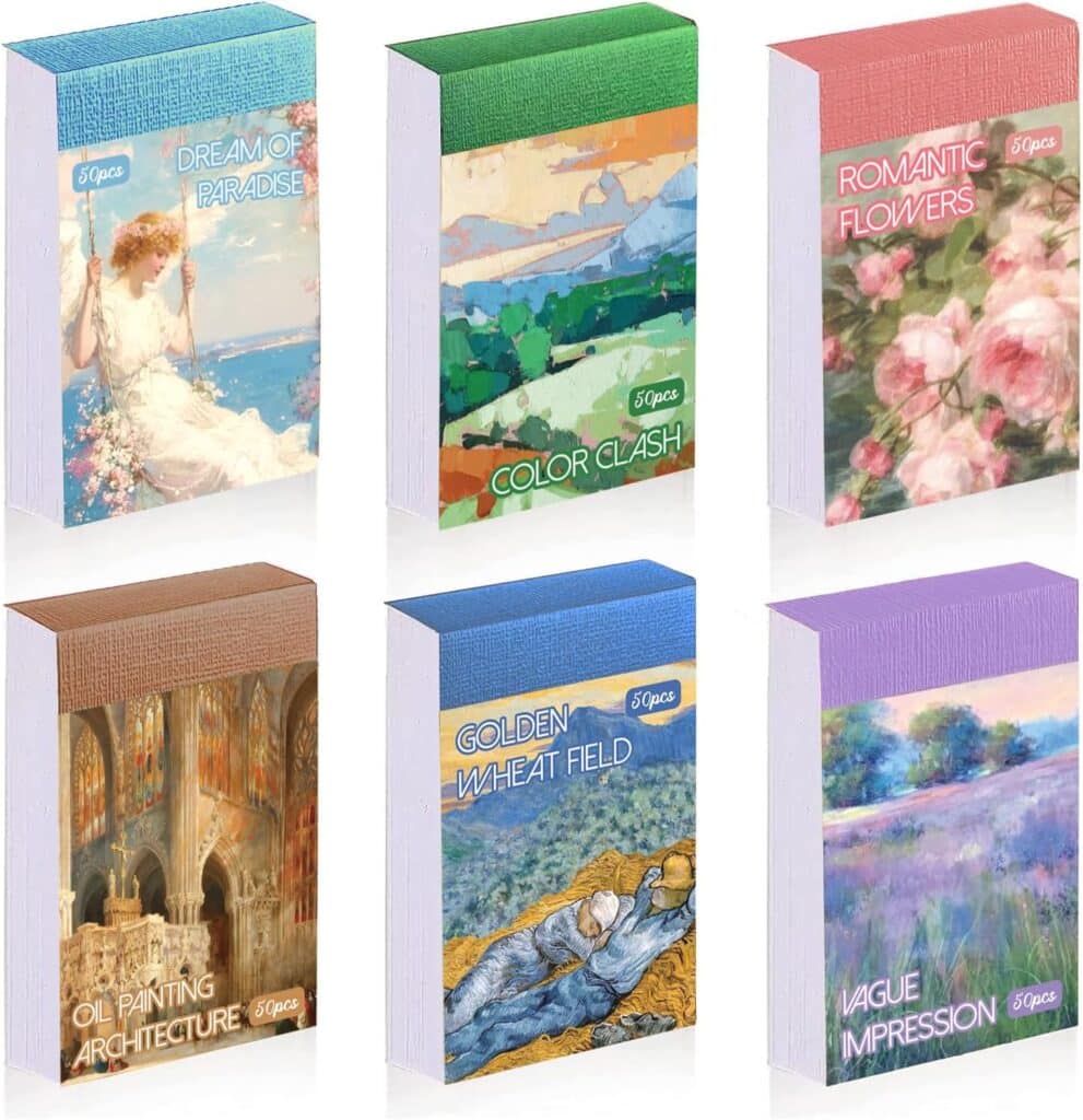 Washi Stickers, 6 Sets 300 Pcs Aesthetic Sticker Book for DIY Journaling, Journaling Supplies for Bullet Journal Art Diary Card Craft Gifts Planner Notebook