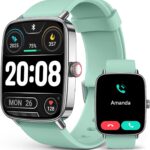2025 Smart Watches for Men Women, 1.85″ AI Voice Smartwatch, 24/7 Heart Rate Monitor, Stress/SpO2/Sleep Tracker, IP68 Waterproof, Weather, 100+ Sports Fitness Tracker for Android iOS Green