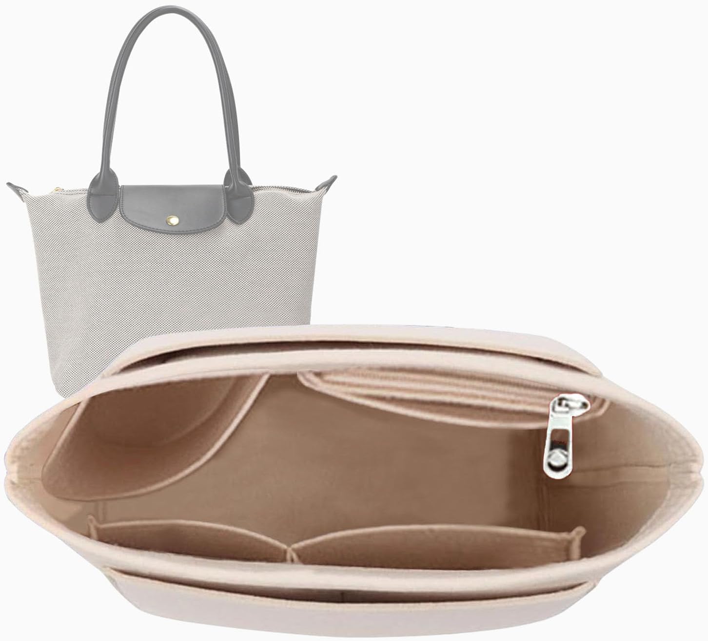 Lckaey tote Organizer Insert for longchamp organizer insert le pliage purse insert small bag organizer handbag 1032beige-S