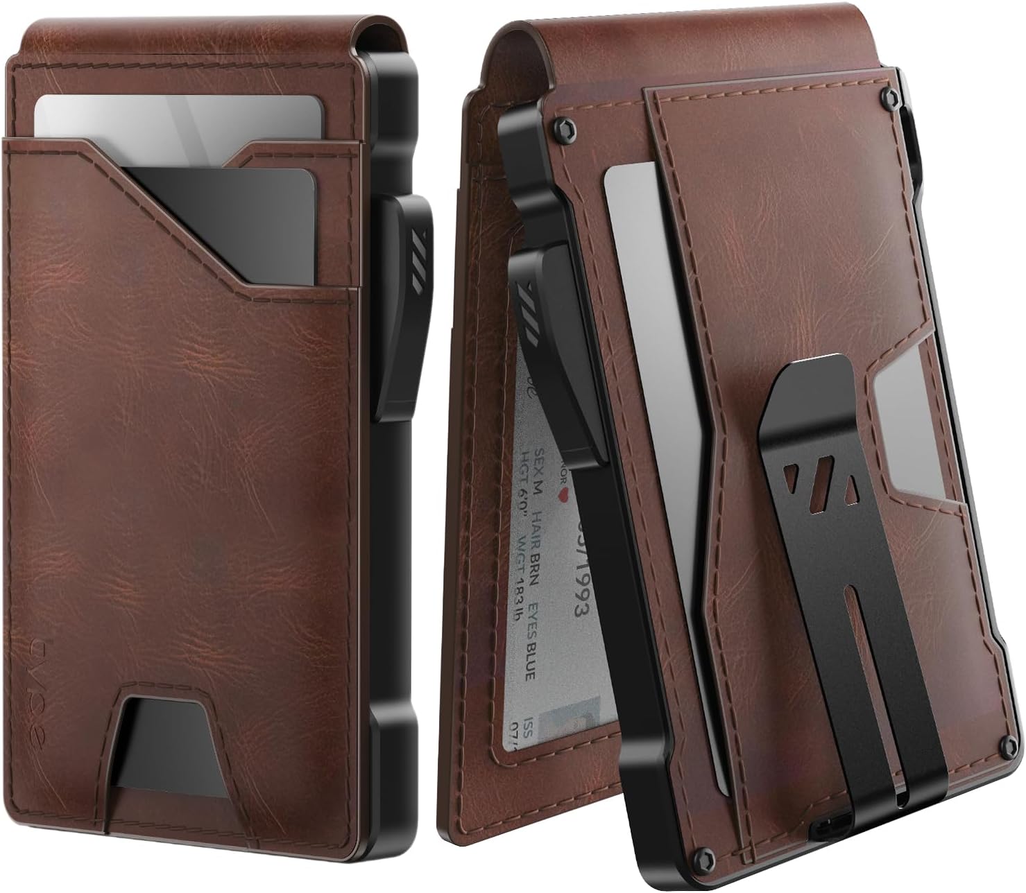 typecase Tactical Wallet for Men Card Holder: Pop Up Card Case, Genuine Leather, Smart, RFID Blocking, Slim, Minimalist, Thin, Front Pocket – 9-13 Card Capacitiy, ID Window, Money Clip (Brown)