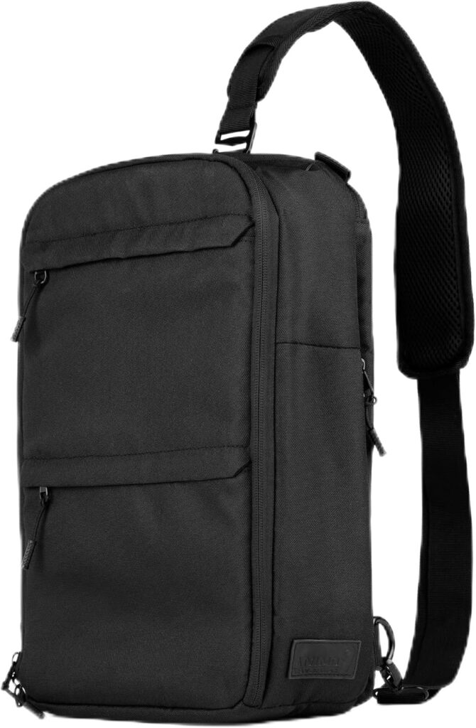 ANIMO9 Slim Sling Backpack for Men – Crossbody Daypack for Digital Nomads & Commuters, Fits 14″ MacBook Pro M4 – Travel Chest Bag, EDC Shoulder Pack for Work, City Life, Daily Carry (S Size)