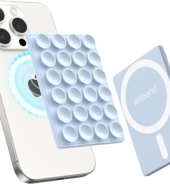 amBand Magnetic Suction Phone Grippy for MagSafe Case, Silicone Cup Sticky Mount for iPhone 12 13 14 15 16 17 Pro Max/Pro/Air/Plus, Hands-Free Selfie/Video for TikTok Creator/Influencer, Light Blue