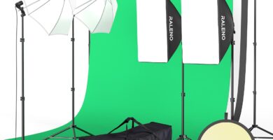 RALENO Photography Lighting Kit, 8.5 x 10 ft Backdrop Stands with Green Screen, Softbox and Umbrella with 5500 K, 97CRI, LED Bulbs, 3 Color Backdrops for Photo Studio Equipment, Portrait Product Shoot RALENO Photography Lighting Kit, 8.5 x 10 ft Backdrop Stands with Green Screen, Softbox and Umbrella with 5500 K, 97CRI, LED Bulbs, 3 Color Backdrops for Photo Studio Equipment, Portrait Product Shoot