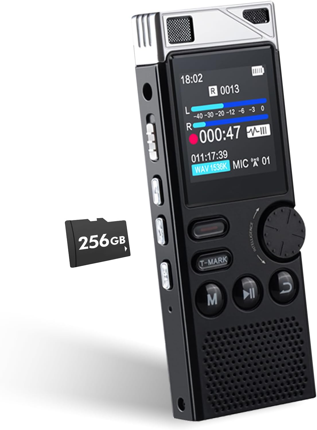 Professional 264GB WUCOTC Digital Voice Recorder – Voice Activated Recorder for Lectures Meetings – 18000 Hours Recording Device with Playback, MP3 Player, Password Protection, Variable Speed., Black