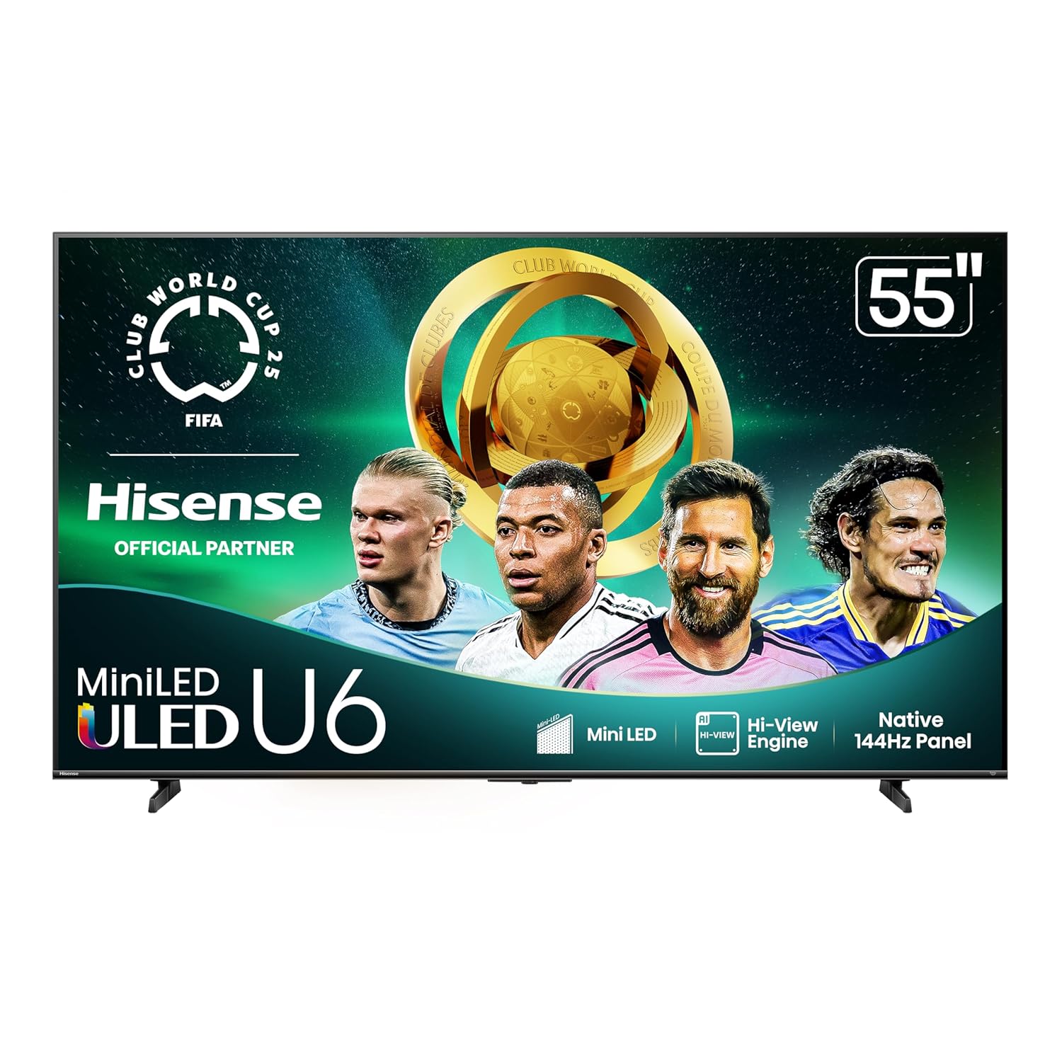 Hisense 55″ Class U6 Series Best Value Mini-LED 4K UHD Smart Fire TV (55U65QF, 2025 Model) – QLED, Native 144Hz, HDR10+, Dolby Vision IQ, Dolby Atmos, Built-in Subwoofer, Game Mode Pro, Alexa Built In