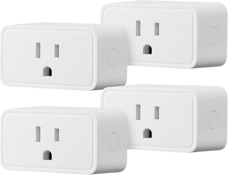 Amazon Basics Smart Plug, Works with Alexa Only, 2.4 GHz Wi-Fi, No Hub Required, 4-Pack, White