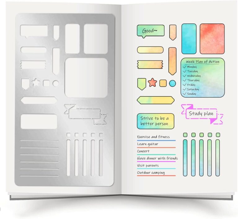 INFUNLY Bookmark Metal Journal Stencil 4X7 Stainless Steel Painting Stencils Kit Metal Frame Drawing Stencil Templates for DIY Engraving Painting Scrapbooking