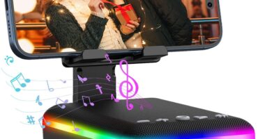 JTEMAN Gifts for Men Women,Cell Phone Stand with Bluetooth Speaker,LED Light,and Lanyard,Cool Tech Gadgets,Unique Birthday Gifts for Men Husband Mom Dad JTEMAN Gifts for Men Women,Cell Phone Stand with Bluetooth Speaker,LED Light,and Lanyard,Cool Tech Gadgets,Unique Birthday Gifts for Men Husband Mom Dad