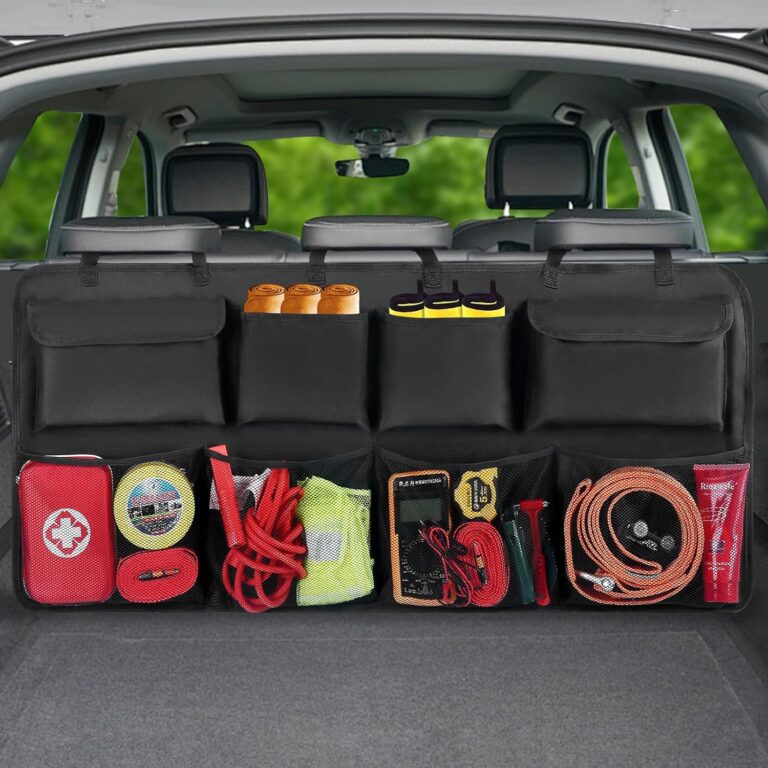 Car Trunk Organizer, Backseat Hanging Organizer with 8 Large Storage Bag Super Capacity -Trunk Organizer for SUV,Truck,Van -Your Space Saving Expert – Black