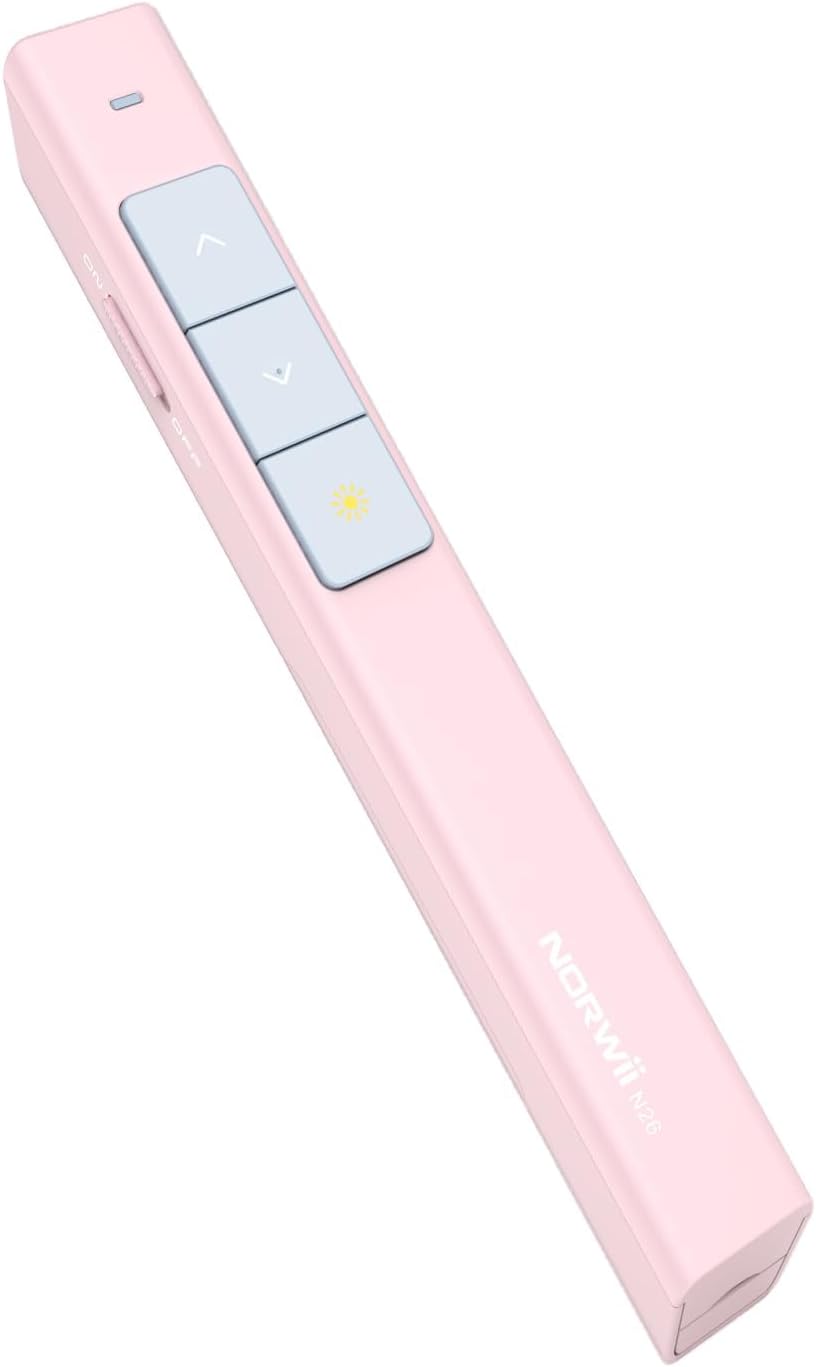 Norwii N26 Wireless Presentation Clicker, Presentation Remote, PowerPoint Clicker with Pointer for PowerPoint Presentations, Power Point Clicker Wireless Presenter Remote – Pink