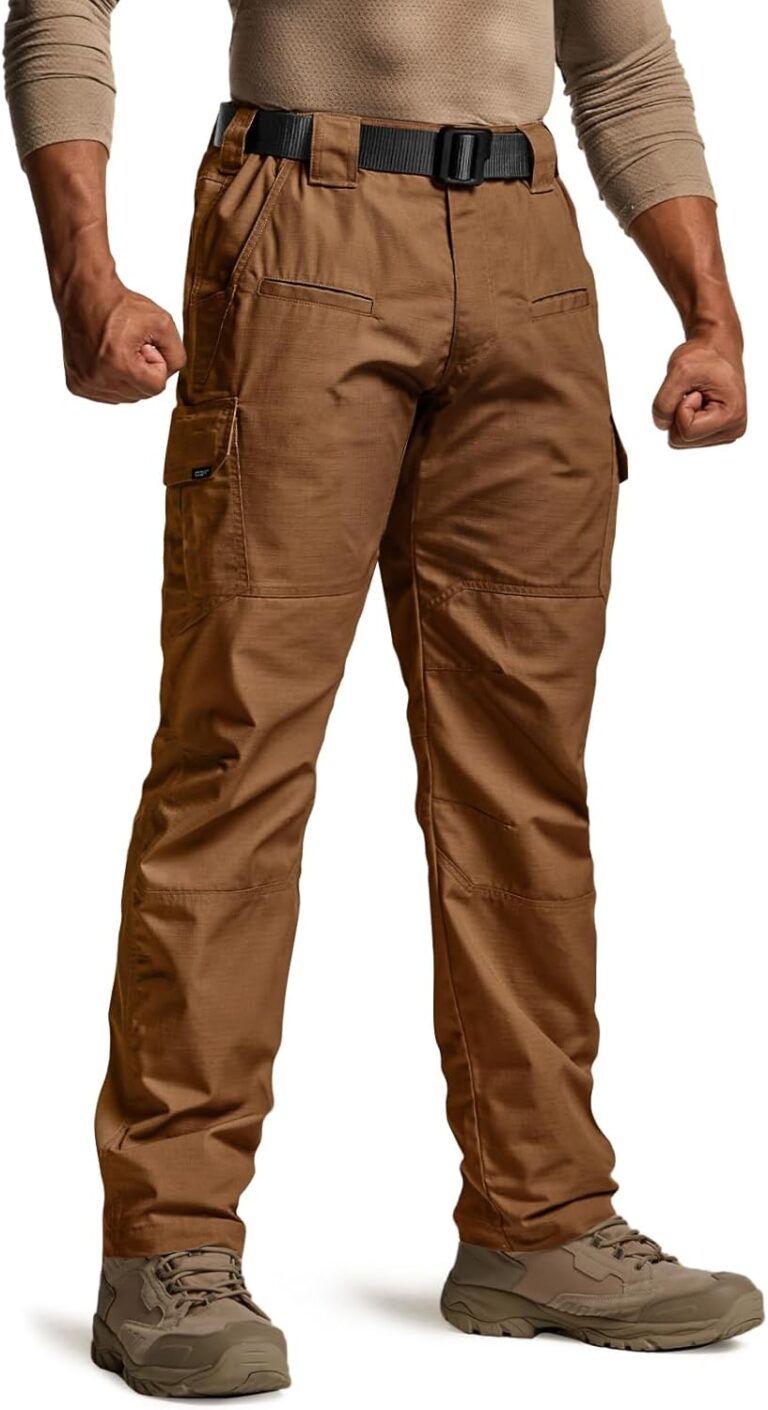 CQR Men’s Tactical Pants, Water Resistant Ripstop Cargo Pants, Lightweight EDC Work Hiking Pants, Outdoor Apparel