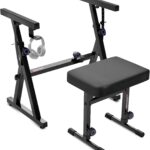 Liquid Stands Portable Heavy Duty Digital Piano Stand & Bench Set – Adjustable Keyboard Music Stand & Seat for 54-88 Key Electric Pianos