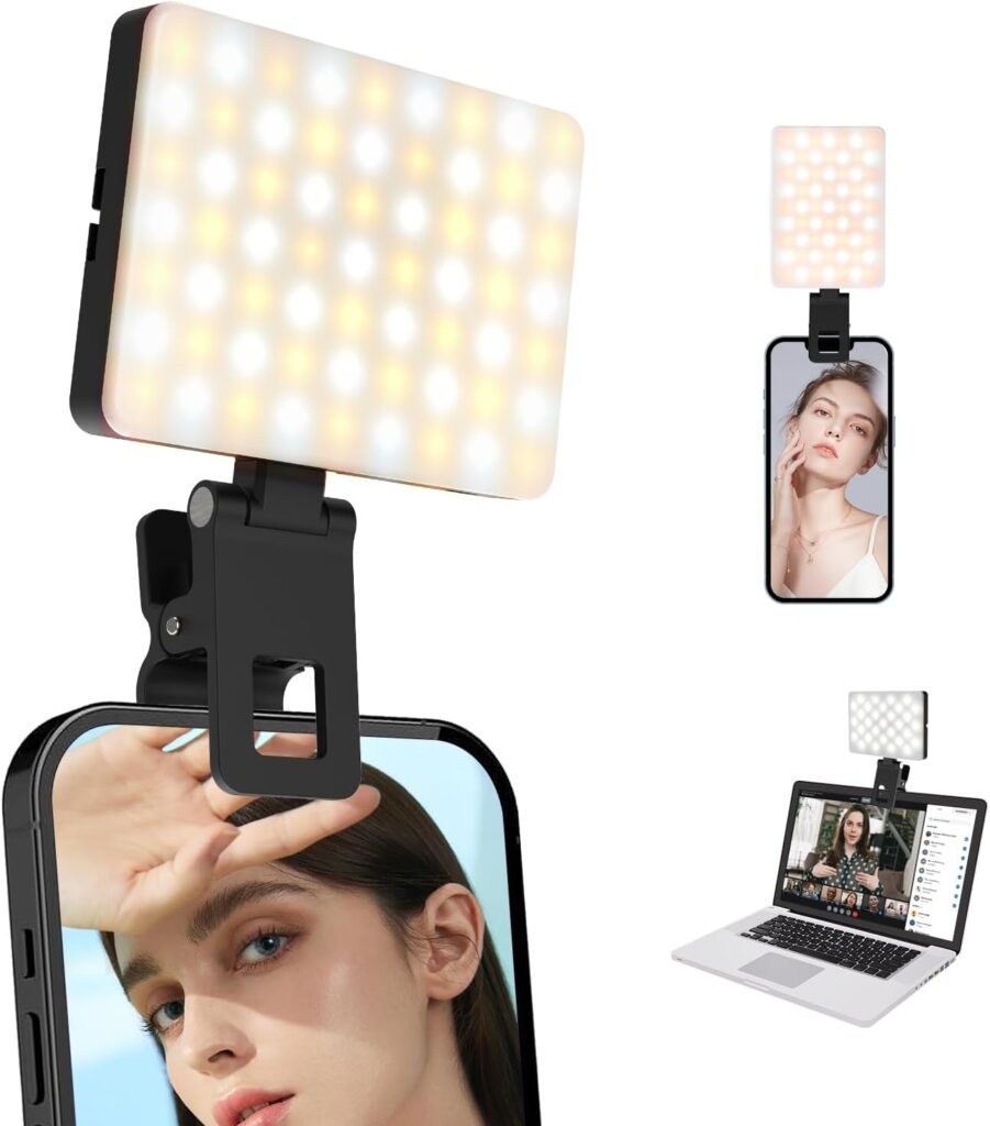 Sensyne Selfie Light, Rechargeable LED Fill Light Compatible with Cellphone, iPad, Laptop, Tablet for Selfies, TikTok, Live Streaming, Video Conference, Photography, Zoom Calls