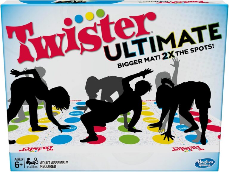 Hasbro Gaming Twister Ultimate: Bigger Mat, More Colored Spots, Family, Kids Party Game Age 6+; Compatible with Alexa (Amazon Exclusive)