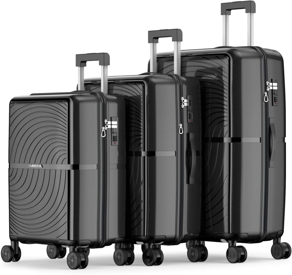 Nazhura Luggage Set, 3-Piece Hardside Suitcase Set, 20-inch Carry On, 24-inch, 28-inch Luggage