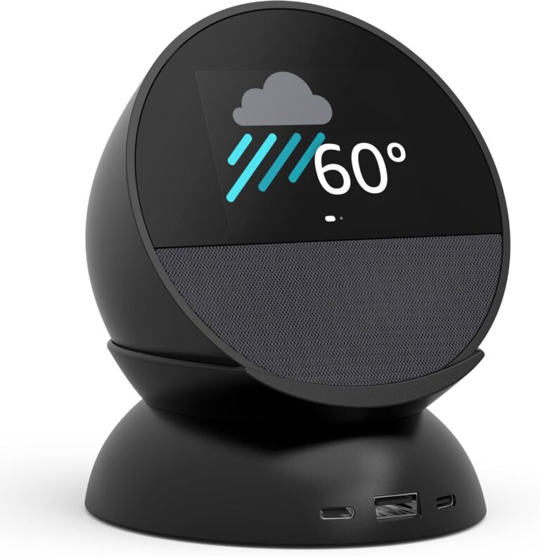 Echo Spot Bundle: Includes Echo Spot (2024 Release) | Black & Made for Amazon Stand with USB-C and USB-A Charging Ports | Black