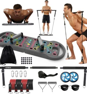 HOTWAVE Portable Exercise Equipment with 16 Gym Accessories,20 in 1 Push Up Board Fitness,Resistance Bands with Ab Roller Wheel,at Home Workout for Men HOTWAVE Portable Exercise Equipment with 16 Gym Accessories,20 in 1 Push Up Board Fitness,Resistance Bands with Ab Roller Wheel,at Home Workout for Men