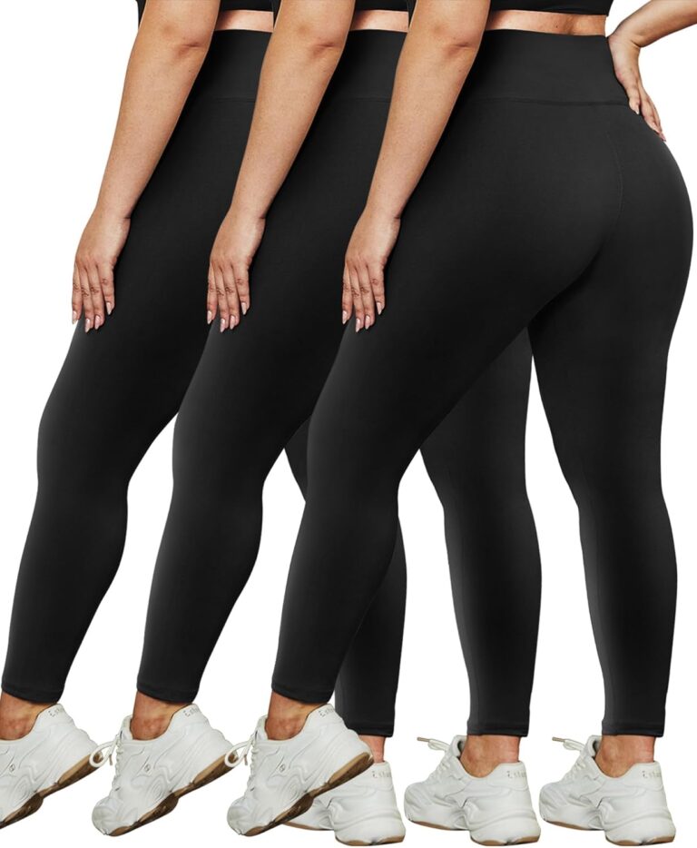 HLTPRO 3 Pack Plus Size Leggings for Women(X-Large – 4X)- High Waist Stretchy Soft Pants for Workout Running Yoga