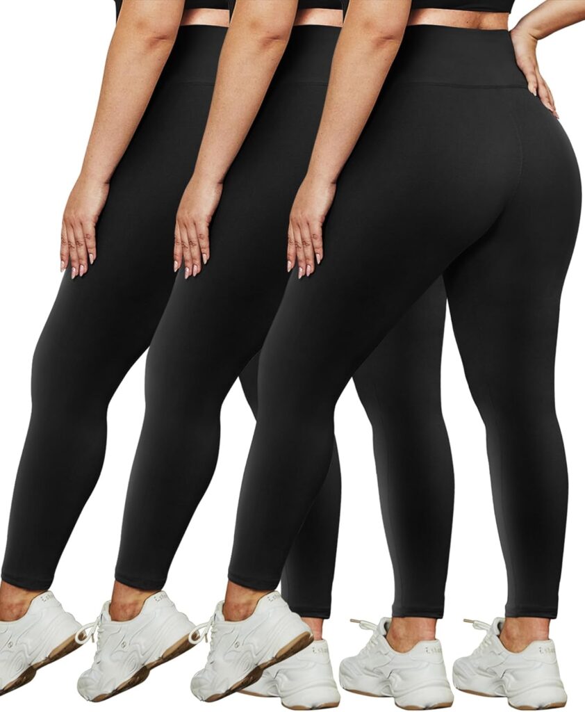 HLTPRO 3 Pack Plus Size Leggings for Women(X-Large – 4X)- High Waist Stretchy Soft Pants for Workout Running Yoga