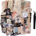 TIYPKE 200pcs Aesthetic Stickers – Vintage Scrapbook Stickers for Journaling, Bullet Journals, Scrapbooking, Space & Moon Themes