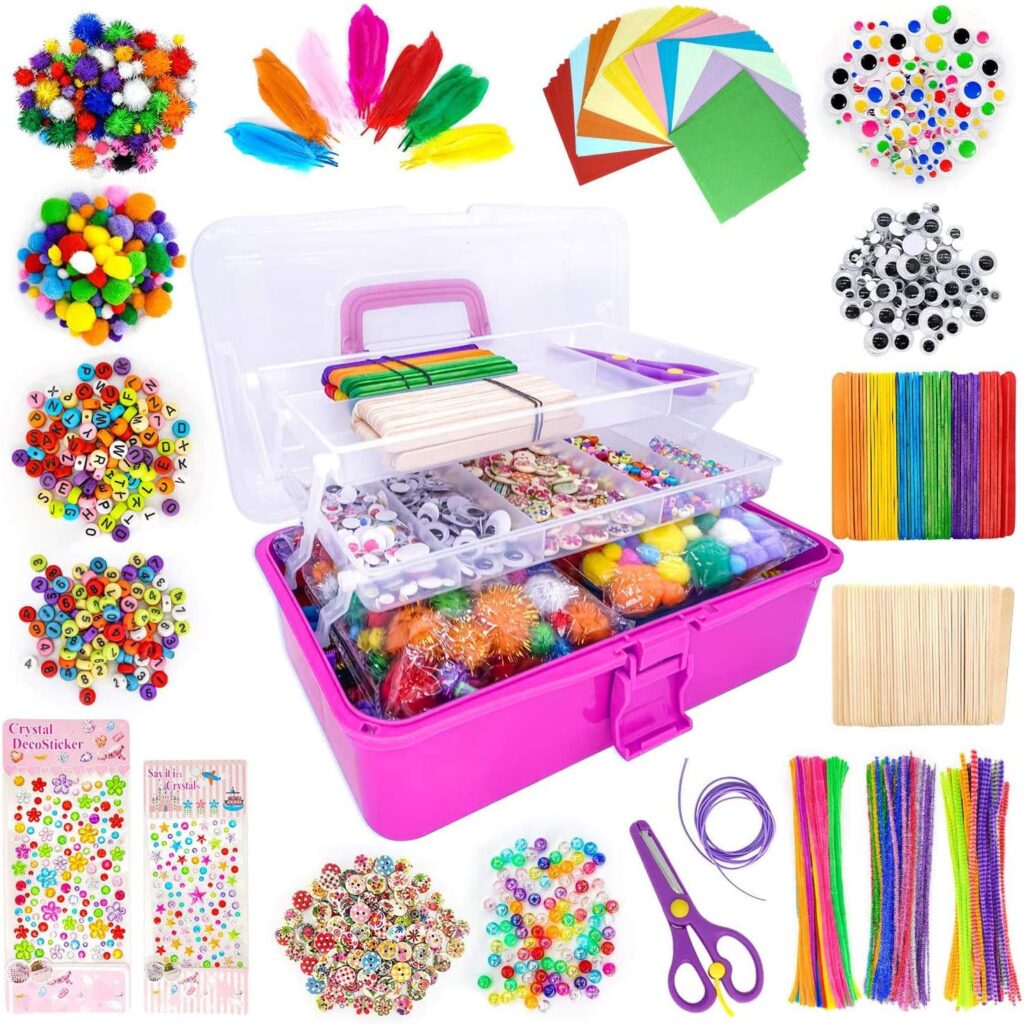 1405 Pcs Art and Craft Supplies for Kids, Toddler DIY Craft Art Supply Set Included Pipe Cleaners, Pom Poms, Feather, Folding Storage Box – All in One for Craft DIY Art Supplies, Rose Red 1405 Pcs Art and Craft Supplies for Kids, Toddler DIY Craft Art Supply Set Included Pipe Cleaners, Pom Poms, Feather, Folding Storage Box – All in One for Craft DIY Art Supplies, Rose Red