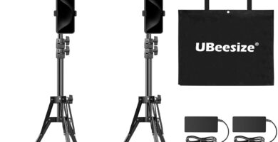 UBeesize 2 Pack LED Video Light Kit, Photography Lighting, 13″ Studio Lights with 65″ Tripod Stand and Phone Holders, Podcast Lighting for Video Recording,Tiktok,YouTube