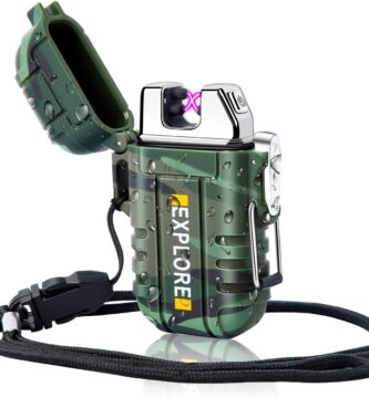 LcFun Waterproof Electric Dual Arc Lighter USB Rechargeable Outdoor Windproof Flameless Plasma Lighters for Camping, Hiking, Adventure, Survival Tactical Gear Stocking Stuffers Gifts for Men