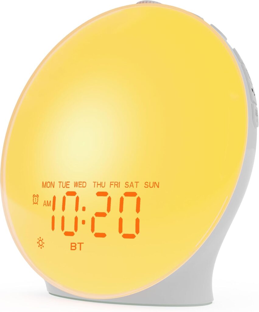 JALL Sunrise Alarm Clock White Noise Sound Machine with 22 Soothing Sounds, 17 NightLights, Bluetooth Speaker, Wake Up Light Alarm Clock for Bedrooms, Heavy Sleepers, Ideal Gift for Baby, Kids Seniors