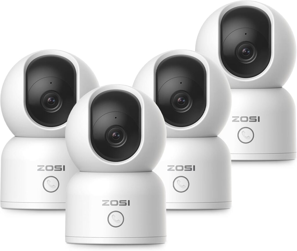 ZOSI 2K Indoor Pan/Tilt Security Camera, 4 Pack C518 360 Degree Baby Pet Monitor, 2.4G/5G Dual-Band WiFi Smart Home Cam with Phone App,2 Way Audio, Cloud & Memory Card Storage, Plug-in