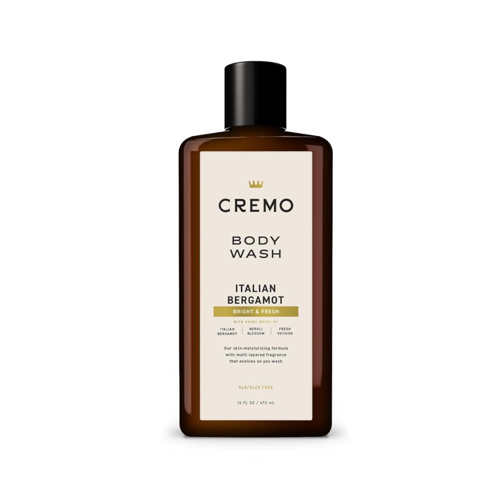 Cremo Body Wash Men, Notes of Italian Bergamot, Neroli Blossom, and Fresh Vetiver, Rich-Lathering Italian Bergamot, 16 Fl Oz