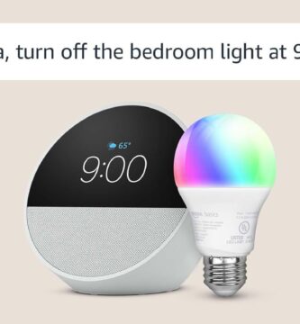 Echo Spot with Amazon Basics Smart Color Bulb